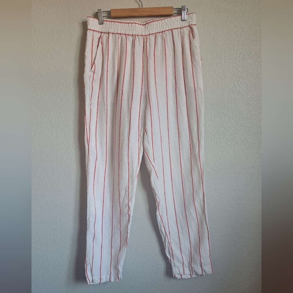 C&C California White Red Striped Linen Pants Size Large